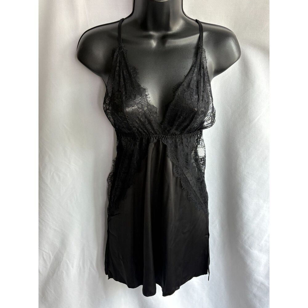 Black Lace Teddy Intimates Lingerie Size S Sexy Date Nightgown Dress Classic